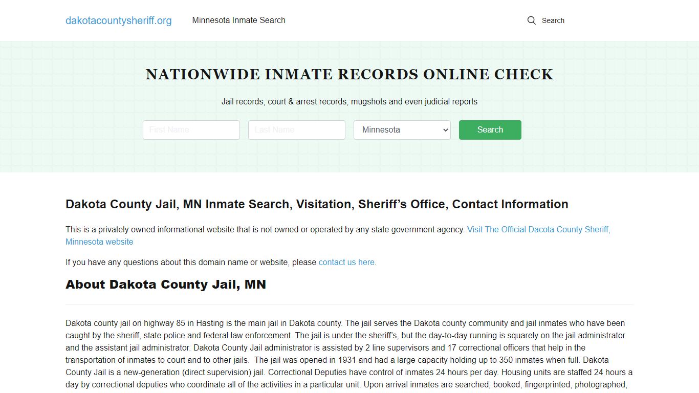 Dakota County Jail, Minnesota Inmate Search, Visitation, Sheriff